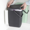 Кош за разделно събиране на боклук Brabantia Sort&Go 1005513, 2x12 л, Монтаж върху врата на кухненски шкаф, Сив/зелен