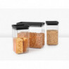 Кутии за съхранение Brabantia Tasty+ Stackable 1008879, 2x1.6л+1x3.5л, Без BPA, Плътно затваряне, Тъмносив