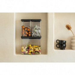 Кутии за съхранение Brabantia Tasty+ Stackable 1008879, 2x1.6л+1x3.5л, Без BPA, Плътно затваряне, Тъмносив