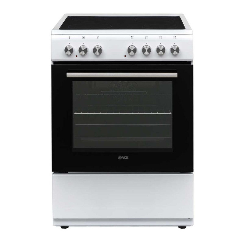 Готварска печка VOX CHT 6000 W, 8600W, 69 л, Клас А, Витрокерамичен плот с 4 зони, 8 функции, До 250C, Бял
