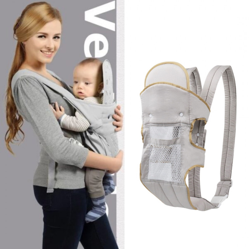 Раница/кенгуру за бебе BREATHABLE BABY 5306, Ергономична, Регулируеми презрамки, Мрежеста вентилаци, Сив