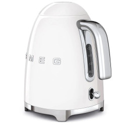 Електрическа кана SMEG KLF03WHEU, 2400W, 1.7 л, Неръждаема стомана, Миещ се филтър, Авто. изключване, Бял