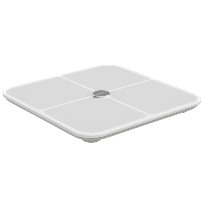 Смарт кантар AENO ABS0001S, До 180 кг, 11 профила, 15 показателя, ИТМ, LED, Закалено ITO стъкло, Бял
