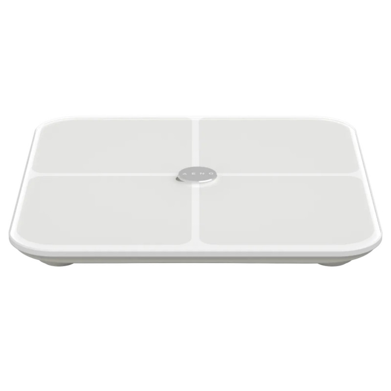 Смарт кантар AENO ABS0001S, До 180 кг, 11 профила, 15 показателя, ИТМ, LED, Закалено ITO стъкло, Бял