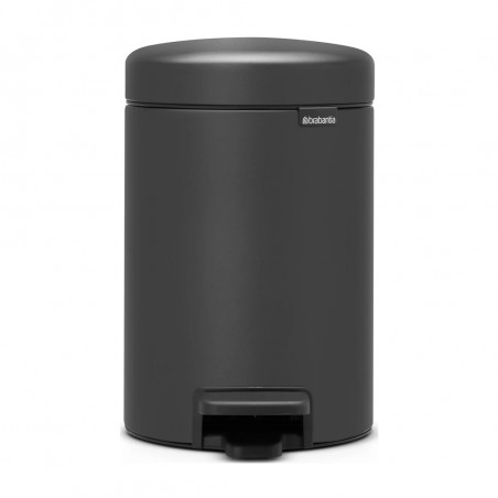 Кош за боклук с педал Brabantia NewIcon 1001102, 3 л, Плавно затваряне, Противоплъзгаща основа, Минерално покритие, Тъмносив