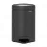 Кош за боклук с педал Brabantia NewIcon 1001102, 3 л, Плавно затваряне, Противоплъзгаща основа, Минерално покритие, Тъмносив