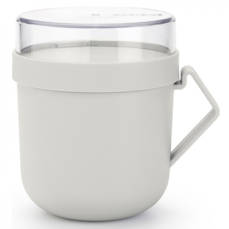 Чаша за супа с капак Brabantia Make&Take 1006295, 600+180 мл, Винтов капак, Без BPA, Сив