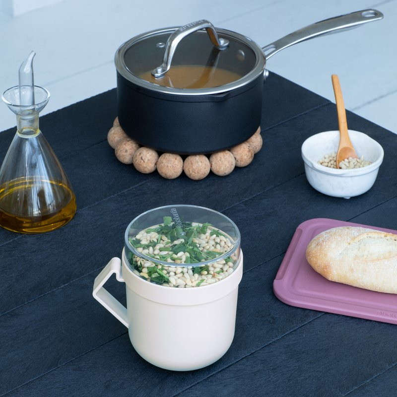 Чаша за супа с капак Brabantia Make&Take 1006295, 600+180 мл, Винтов капак, Без BPA, Сив