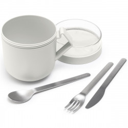 Чаша за супа с капак Brabantia Make&Take 1006295, 600+180 мл, Винтов капак, Без BPA, Сив