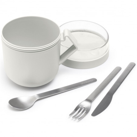Чаша за супа с капак Brabantia Make&Take 1006295, 600+180 мл, Винтов капак, Без BPA, Сив