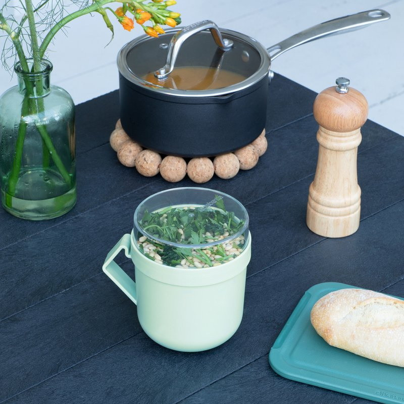Чаша за супа с капак Brabantia Make&Take 1006294, 600+180 мл, Винтов капак, Без BPA, Зелен