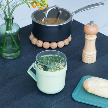 Чаша за супа с капак Brabantia Make&Take 1006294, 600+180 мл, Винтов капак, Без BPA, Зелен