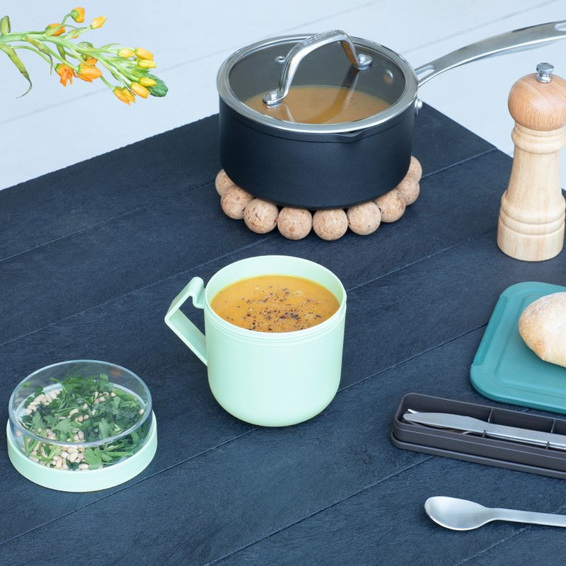 Чаша за супа с капак Brabantia Make&Take 1006294, 600+180 мл, Винтов капак, Без BPA, Зелен