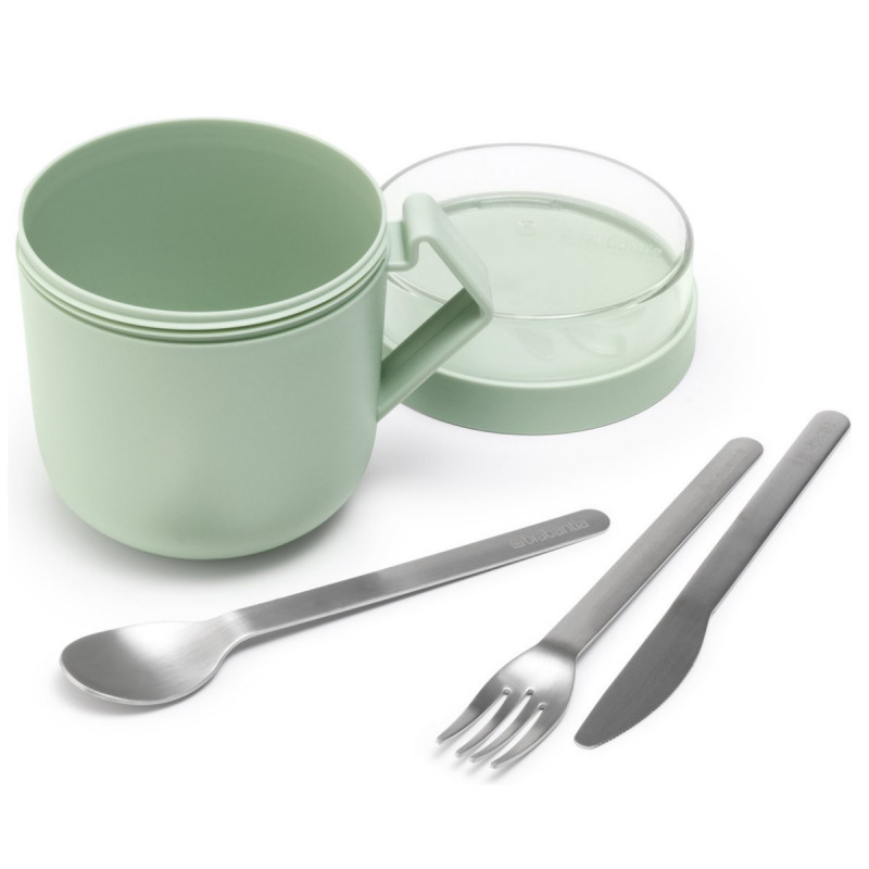 Чаша за супа с капак Brabantia Make&Take 1006294, 600+180 мл, Винтов капак, Без BPA, Зелен