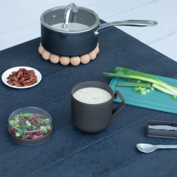 Чаша за супа с капак Brabantia Make&Take 1006293, 600+180 мл, Винтов капак, Без BPA, Тъмносив