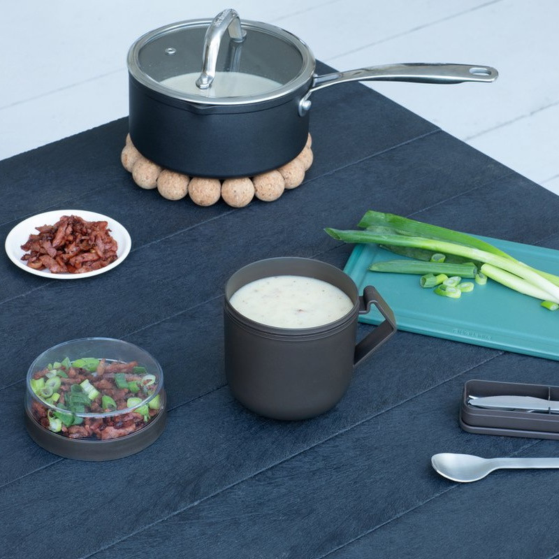 Чаша за супа с капак Brabantia Make&Take 1006293, 600+180 мл, Винтов капак, Без BPA, Тъмносив