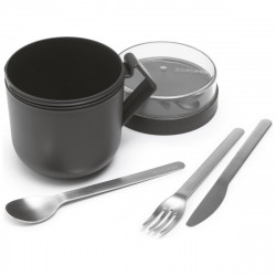 Чаша за супа с капак Brabantia Make&Take 1006293, 600+180 мл, Винтов капак, Без BPA, Тъмносив