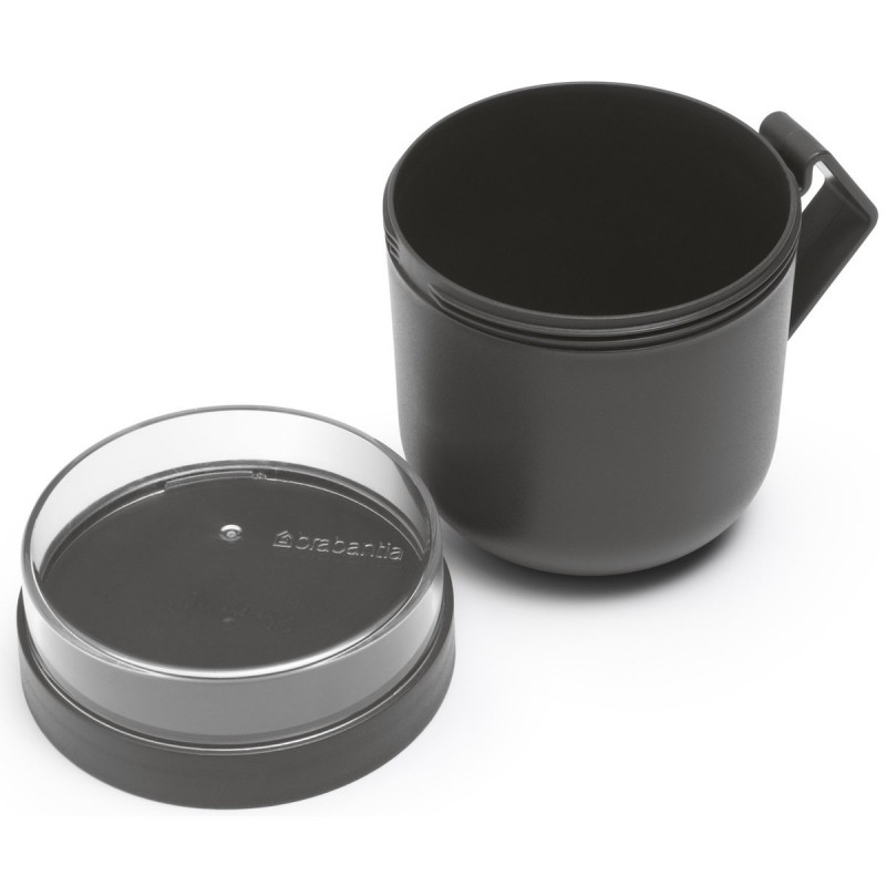 Чаша за супа с капак Brabantia Make&Take 1006293, 600+180 мл, Винтов капак, Без BPA, Тъмносив