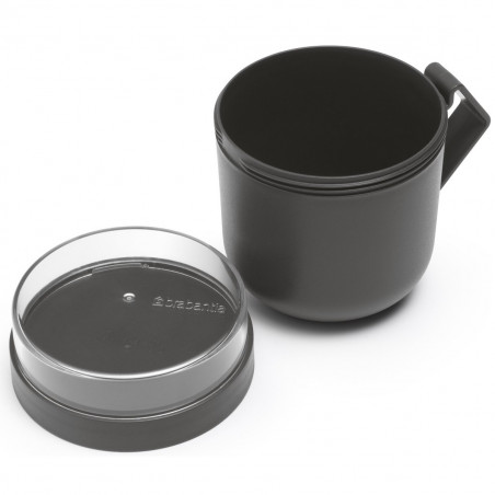 Чаша за супа с капак Brabantia Make&Take 1006293, 600+180 мл, Винтов капак, Без BPA, Тъмносив