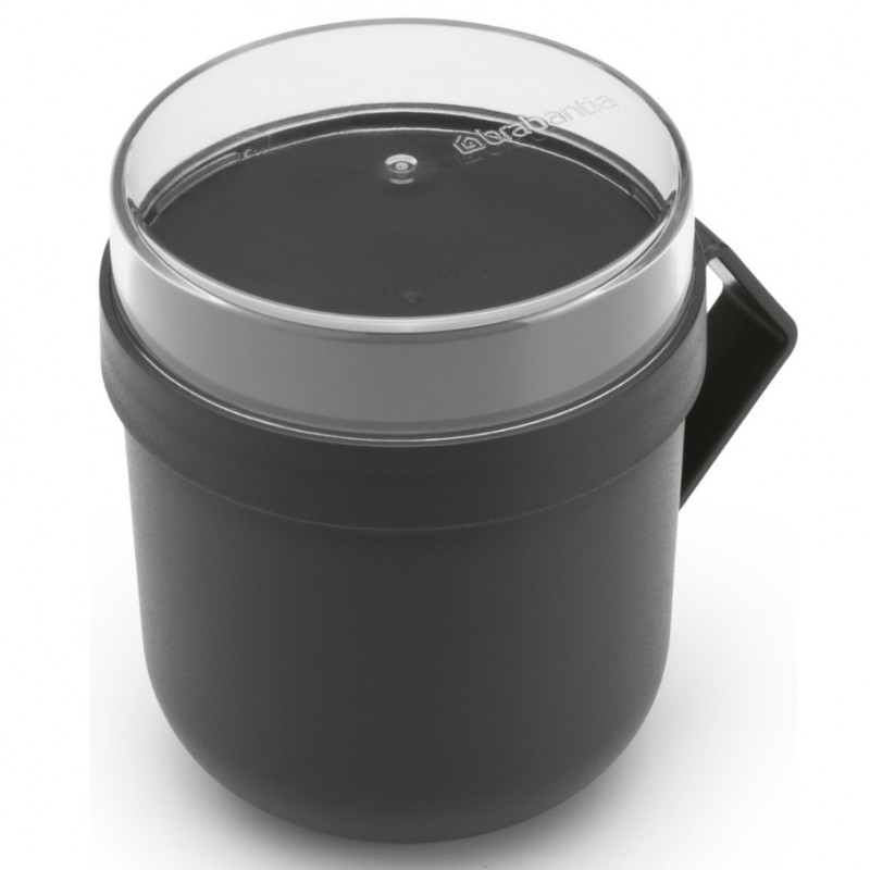 Чаша за супа с капак Brabantia Make&Take 1006293, 600+180 мл, Винтов капак, Без BPA, Тъмносив