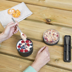 Купа за закуска Brabantia Make&Take 1006296, 500+180 мл, Винтово затваряне, Без BPA, Тъмносив