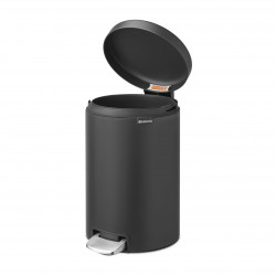 Кош за боклук с педал Brabantia NewIcon 649741, 12 л, Плавно затваряне, Противоплъзгаща основа, Минерално покритие, Тъмносив