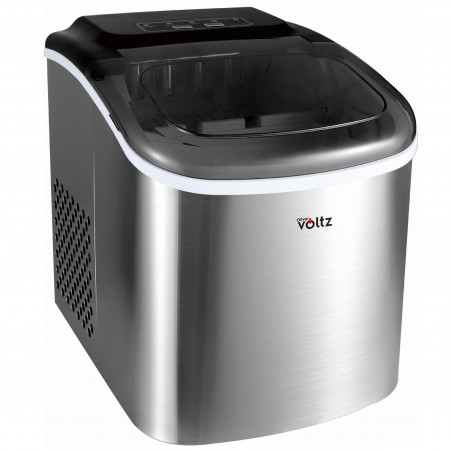 Ледогенератор Oliver Voltz OV51447CS, 120W, 12кг/24 часа, 1.3 л, 9 кубчета за цикъл работа, Индикатор за лед и вода, Инокс