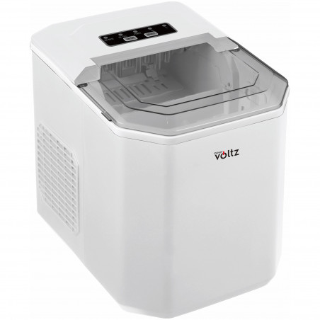 Ледогенератор Oliver Voltz OV51447B, 120W, 12 кг/24 часа, 1.3 л, 9 кубчета за цикъл работа, Индикатор за лед и вода, Бял