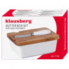 Керамична кутия за масло с нож Klausberg KB 7785, Акациево дърво, Неръждаема стомана, Бял/кафяв