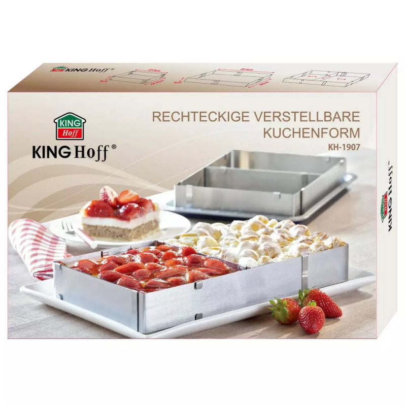 Форма за печене Kinghoff KH 1907, Регулируема 27.5-52.4 см, Неръждаема стомана, Сребрист
