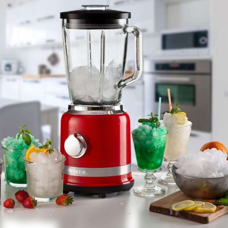 Блендер MODERNA 0585/00, 1000W, 4 ножа, 1.5 л, 4 скорости+пулс, Стъклена кана, Червен