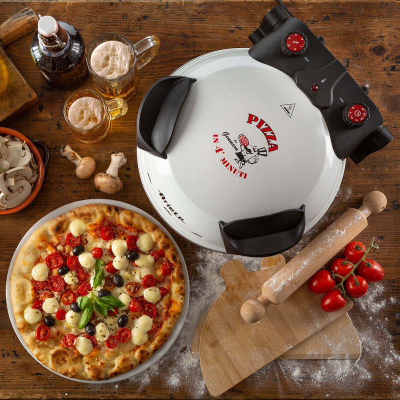 Електрическа фурна за пица Ariete "Пица за 4 минути" 0918/00, 1200W, 32 см, До 400C, 5 нива, Каменна плоча, Незалепващо покритие, Бял