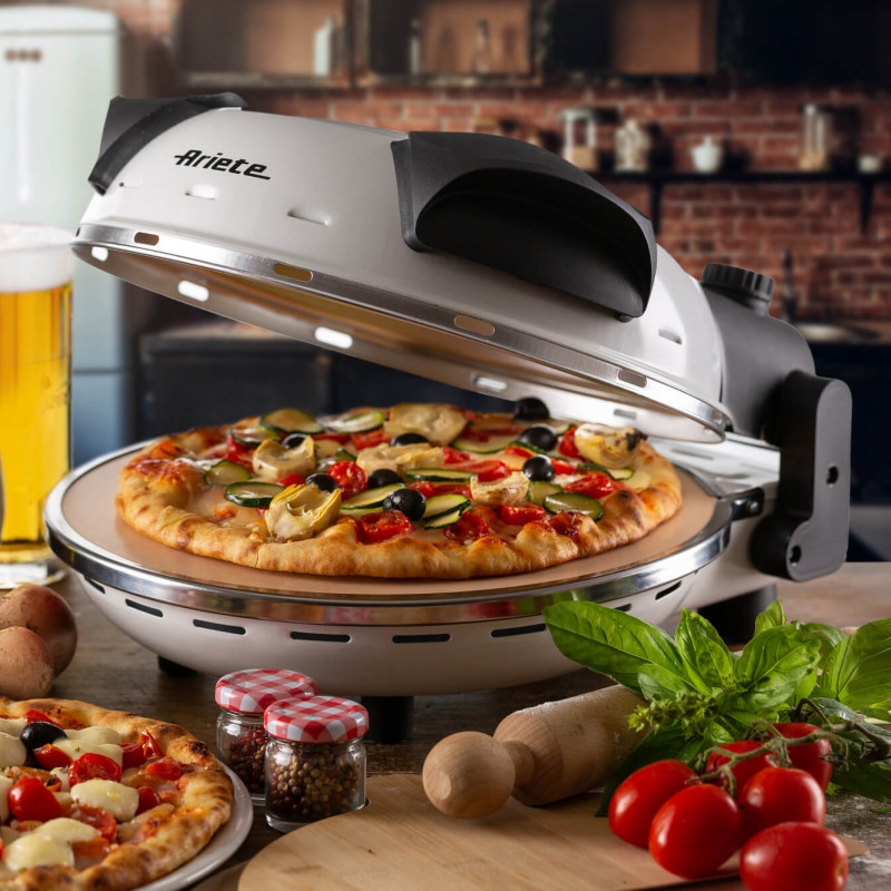 Електрическа фурна за пица Ariete "Пица за 4 минути" 0918/00, 1200W, 32 см, До 400C, 5 нива, Каменна плоча, Незалепващо покритие, Бял