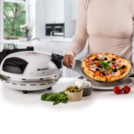 Електрическа фурна за пица Ariete "Пица за 4 минути" 0918/00, 1200W, 32 см, До 400C, 5 нива, Каменна плоча, Незалепващо покритие, Бял