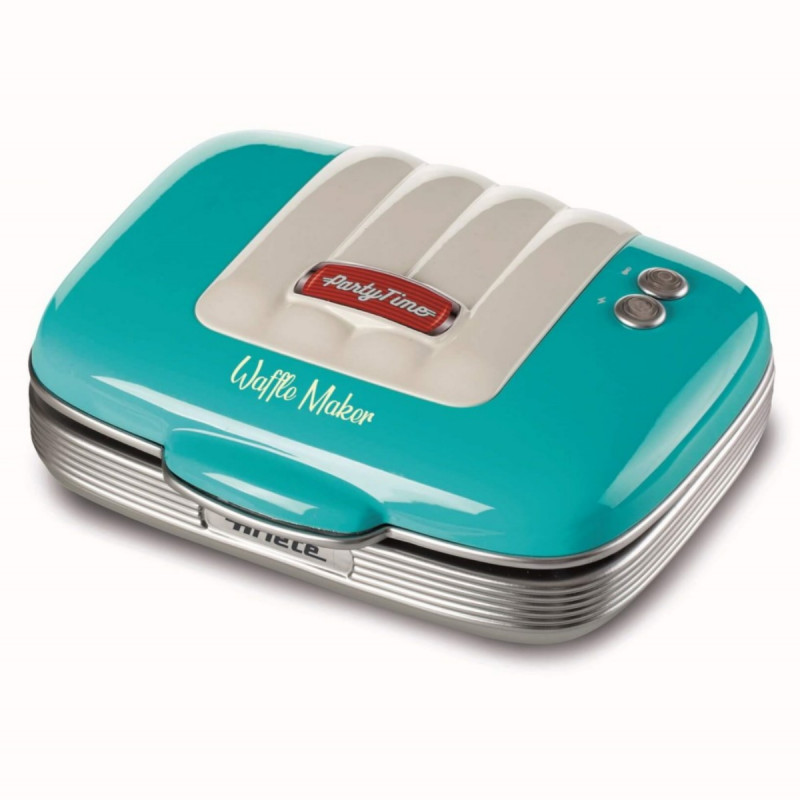 Гофретник Ariete PARTY TIME 1973/01, 700W, Незалепващо покритие, 2 плочи, Заключване, Тюркоаз