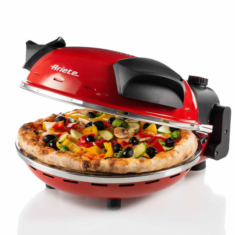 Електрическа фурна за пица Ariete "Пица за 4 минути" 0909/10, 1200W, 32 см, До 400C, 5 нива, Каменна плоча, Незалепващо покритие, Червен