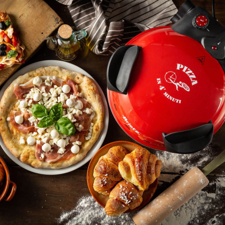 Електрическа фурна за пица Ariete "Пица за 4 минути" 0909/10, 1200W, 32 см, До 400C, 5 нива, Каменна плоча, Незалепващо покритие, Червен