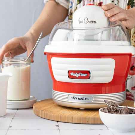 Машина за сладолед Ariete PARTY TIME 0643/00, 12W, 1.5 л, 30 мин, Подвижна купа, Червен