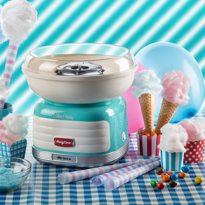 Машина за захарен памук Ariete COTTON CANDY PARTY TIME 2973/01, 450W, Вграден дозатр, Тюркоаз