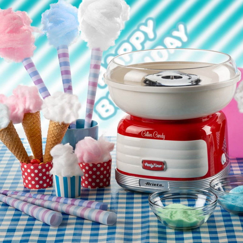 Машина за захарен памук Ariete COTTON CANDY PARTY TIME 2973/00, 450W, Вграден дозатр, Червен