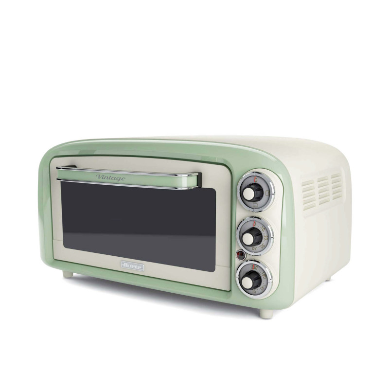 Електрическа фурна Ariete VINTAGE 0979/04, 1380 W, 18 л, 3 режима, До 230C, Двойно термо стъкло, Таймер 60 мин, Бял/Зелен