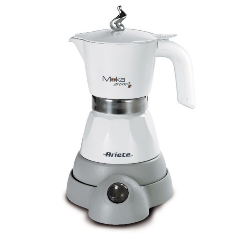 Електрическа кафеварка Ariete MOKA AROMA 1358/10, 400W, 4 чаши, Безжична употреба, Въртяща се на 360 градуса основа, Бял