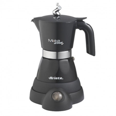 Електрическа кафеварка Ariete MOKA AROMA 1358/11, 400W, 4 чаши,Безжична употреба, Въртяща се на 360 градуса основа, Черен