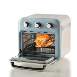 Фритюрник-фурна с горещ въздух Ariete VINTAGE 4632/05, 1400W, 16 л, До 230C, Таймер 60 мин, Въртяща се кошница, Бял/Светлосин