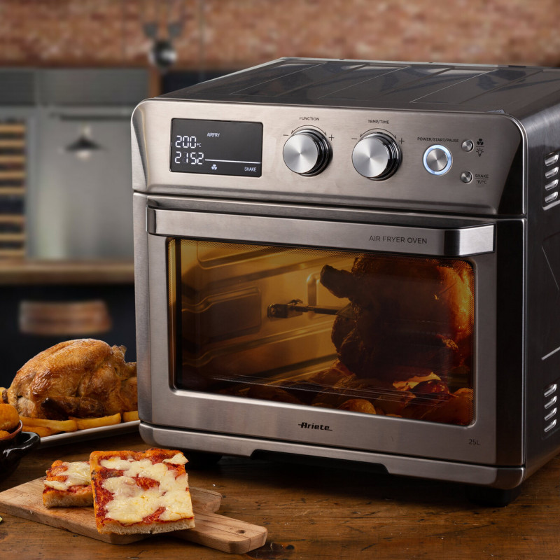Фритюрник-фурна с горещ въздух Ariete 4629/11, 1700W, 25 л, 15 програми, До 230C, Дигитален дисплей, Въртяща се кошница, Инокс