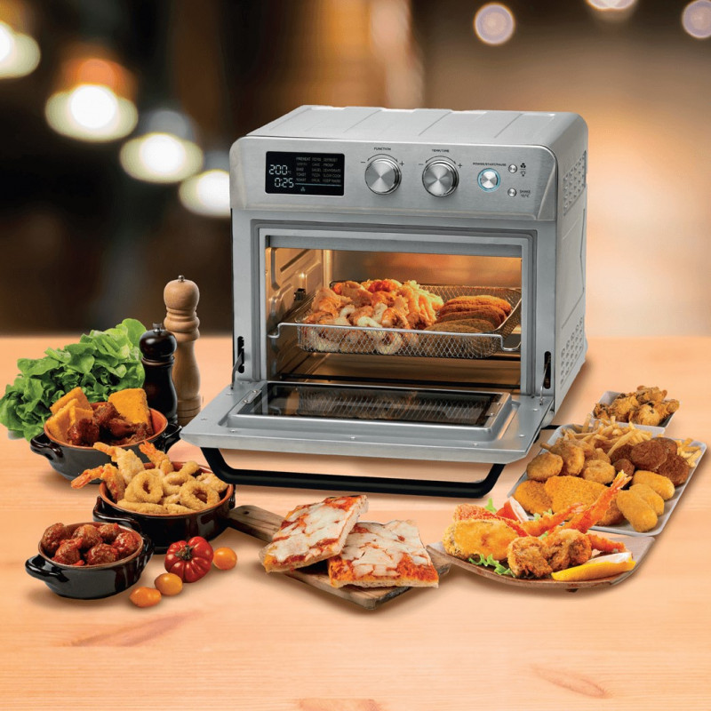 Фритюрник-фурна с горещ въздух Ariete 4629/11, 1700W, 25 л, 15 програми, До 230C, Дигитален дисплей, Въртяща се кошница, Инокс