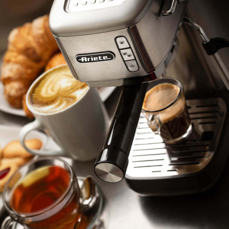 Еспресо машина Ariete ESPRESSO METAL SLIM 1380/10, 1300W, 15 bar, 1.1 л, Персонализиране на дължината на кафето, Инокс