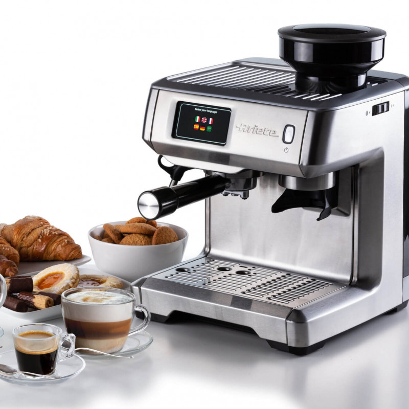 Еспресо машина Ariete ESPRESSO METAL PRO 1312/10, 1600W, 15 bar, 2 л, Тъчскрийн, Вградена мелачка с 11 степени, Неръждаема стомана, Инокс