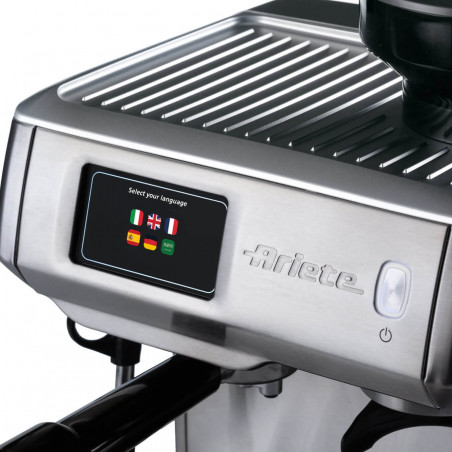 Еспресо машина Ariete ESPRESSO METAL PRO 1312/10, 1600W, 15 bar, 2 л, Тъчскрийн, Вградена мелачка с 11 степени, Неръждаема стомана, Инокс