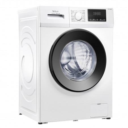 Пералня с предно зареждане Tesla WF71460T, 7 кг, 16 програми, 1400 rpm, Инверторен мотор, Клас А, Отложен старт, Защита от деца, Бял/сив